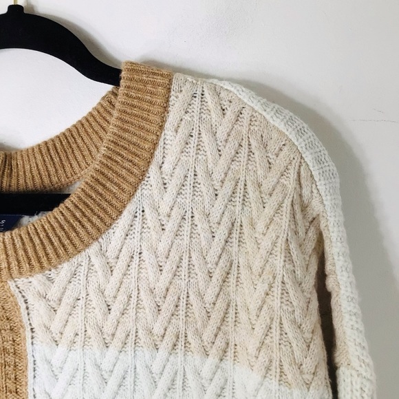 Lands End sweater women smal wool Colorblock - Picture 3 of 8